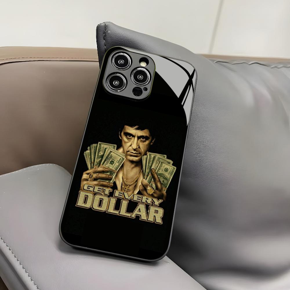 

Scarface Tony Montana Phone Case for Iphone 17 Air 16 15 14 12 11 13 Pro Max Mini X Xr Xs Puls Black Glass Cover iPhone 12 Pro