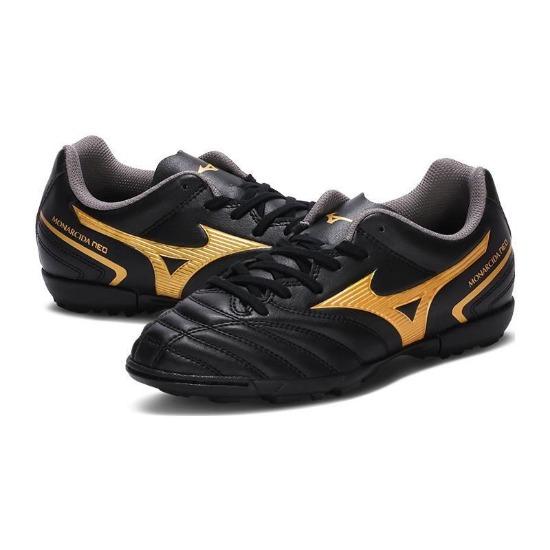 Mizuno Scarpe da Calcio per Bambini con Erba Artificiale Resistenti Basse Nere e Oro Scarpe da Calcio per Bambini P1GE232550