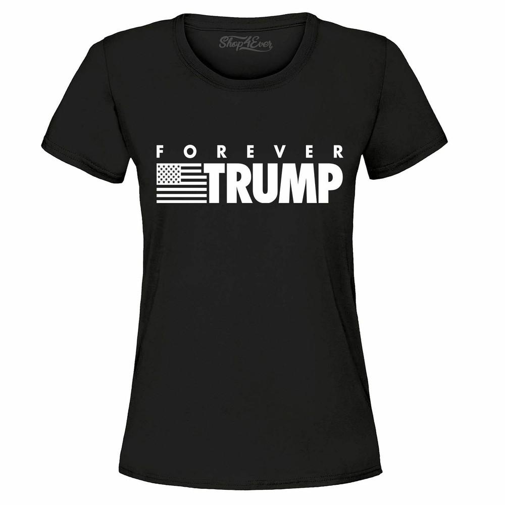 Forever Trump Women's T-Shirt Re-Elect Trump 2024 Keep America Great Flag Shirts