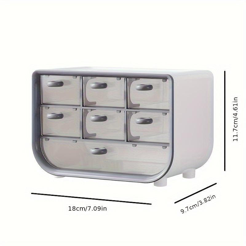 7-Compartment Desk Organizer,Dustproof Plastic Storage Box with Drawers for Stationery, Cosmetics & Jewelry for Office & Dorm Room,Home Organization