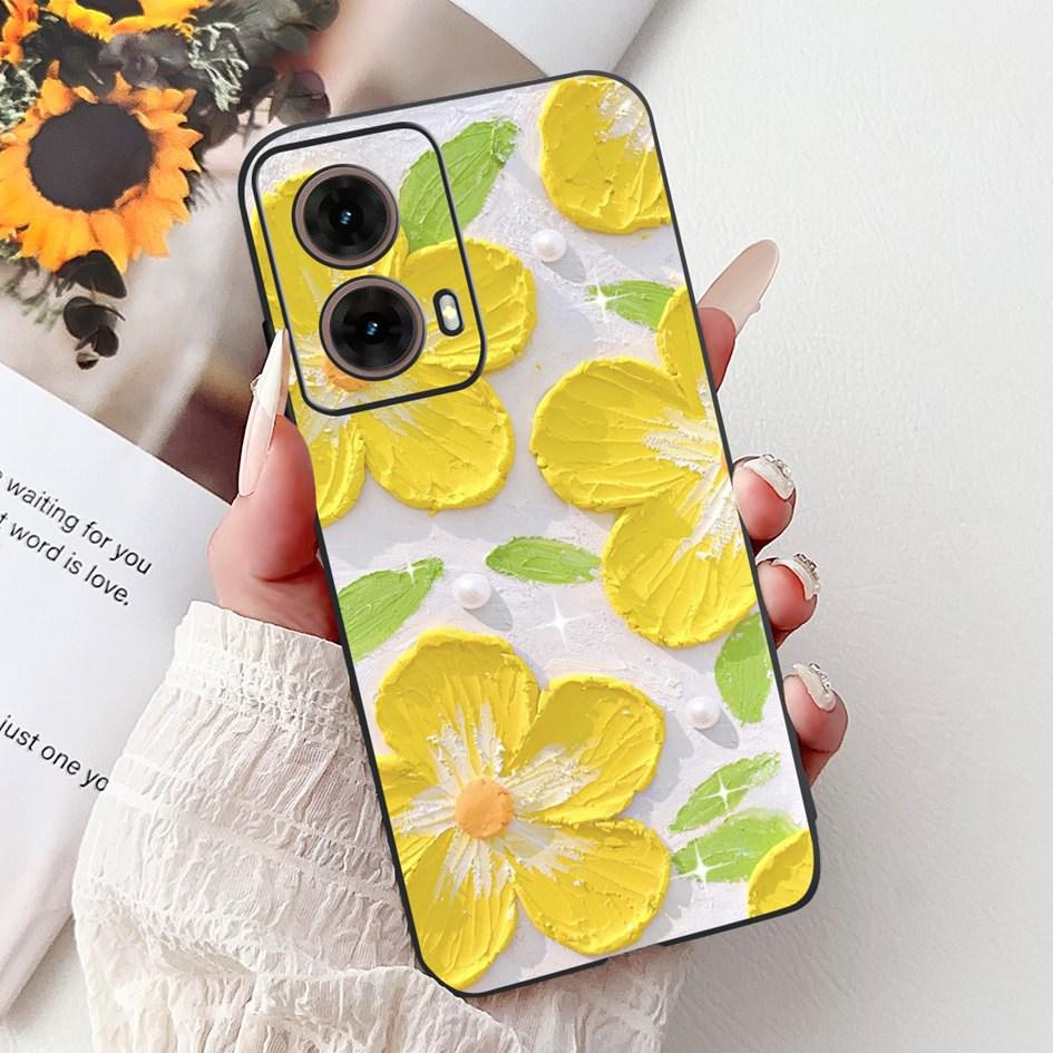 Case For Motorola Moto G35 Cover XT2433-5 Popular Flower Painted Soft Silicone Shockproof Coque For Moto G55 G75 G85 5G TPU Capa