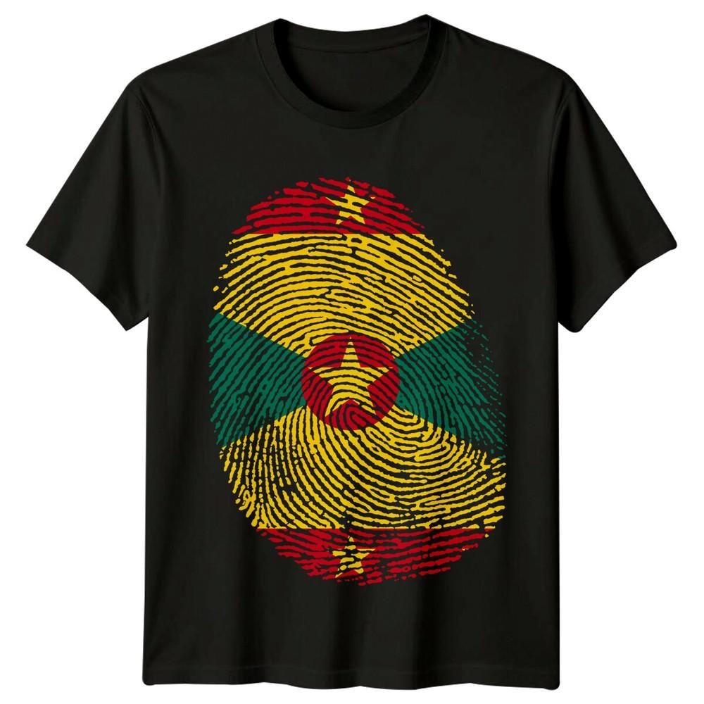 Grenada Flag Fingerprint Travel Mens T-Shirt Island Pride Tee
