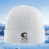 Girl seated with glasses Black hair Unisex Women Unisex Knitted Hat Beanie Pullover Cap Winter Thermal Warm Christmas Outdoor Cyc