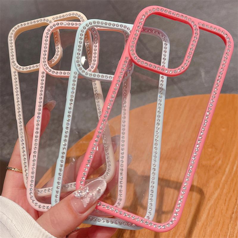 Sparkly Glitter Diamond Cases For iPhone 16 13 12 11 Pro Max Clear Rhinestones Phone Case For iPhone 15 14 Pro Max 16 Plus Cover