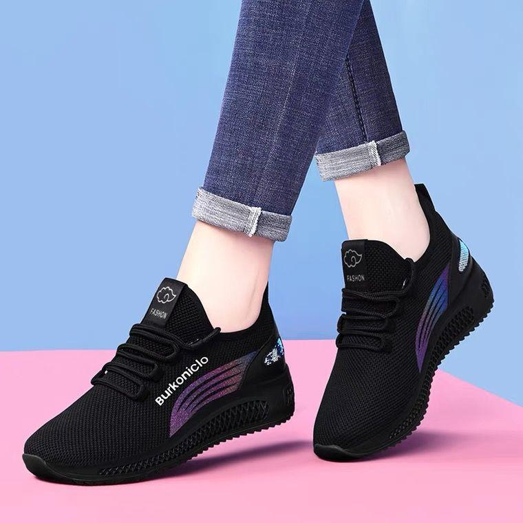 summer casual women's shoes soft sole versatile breathable sneakers black kitchen shoes mother shoes non-slip work shoes