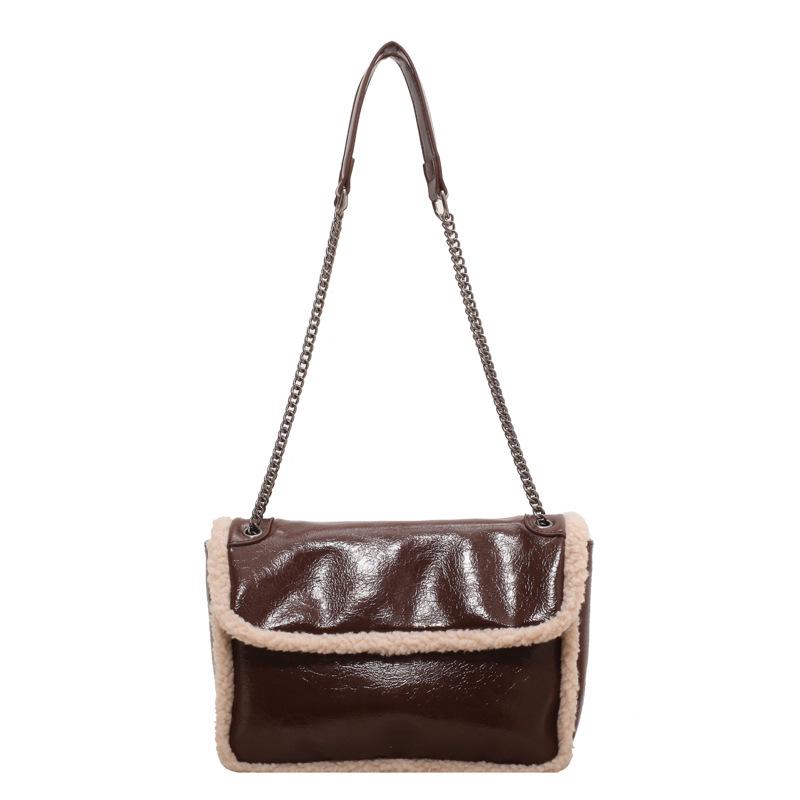 Damers Mångsidiga Plyschkedja Axelväska - Stor Kapacitet Höst/Vinter Mode Crossbody