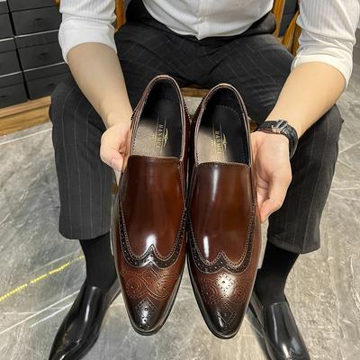 Brock Men's Shoes Pointed Loafer Leather Shoes Men's Trend Cowhide Shoes Men