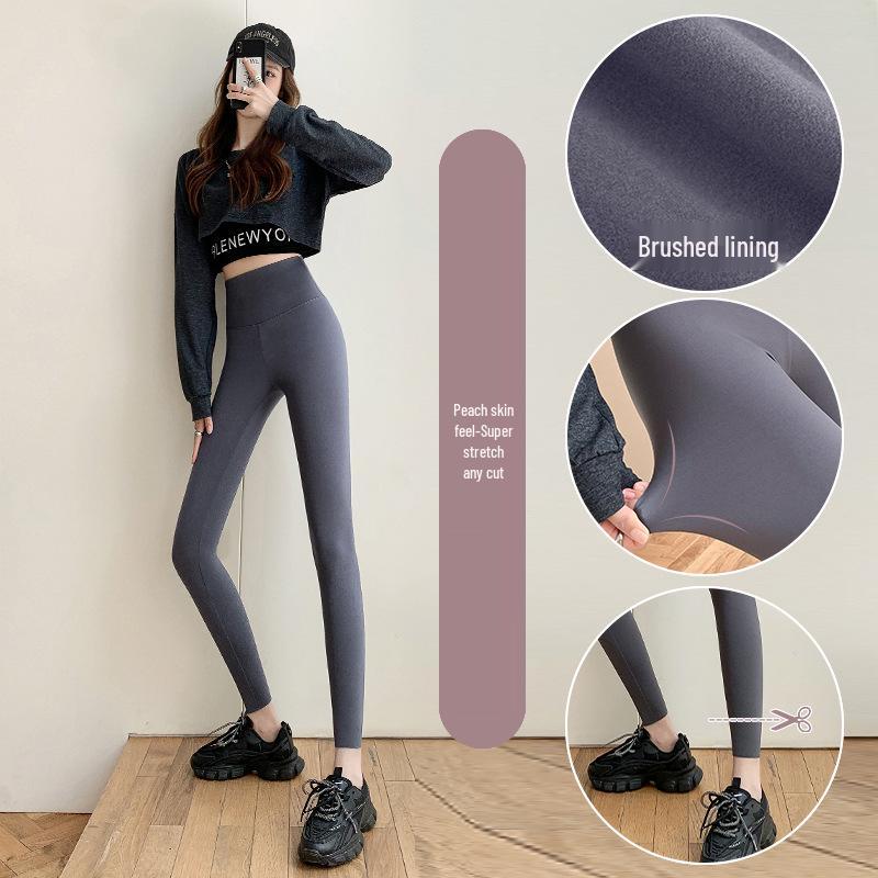 High Waist Women's Velvet-Lined Yoga Leggings - Slimming & Thick Shark Skin Barbie Pants for Autumn/Winter