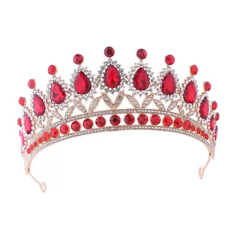 European and American Water Diamond Bride's Crown Hair Accessory Luxurious Wedding Court Baroque Gemstone Crown