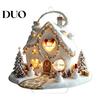Holiday Snowman Tabletop Figurines Christmas Winter Ornaments, Double-sided Acrylic Snowman/Santa Claus/Reindeer/Cottage Table Double Sided Ornaments
