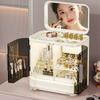 Large Capacity Organizer Box with Mirror Cosmetics Storage Box Bedroom Dressing Table Skincare  Jewelry Drawer Rings Storage Box