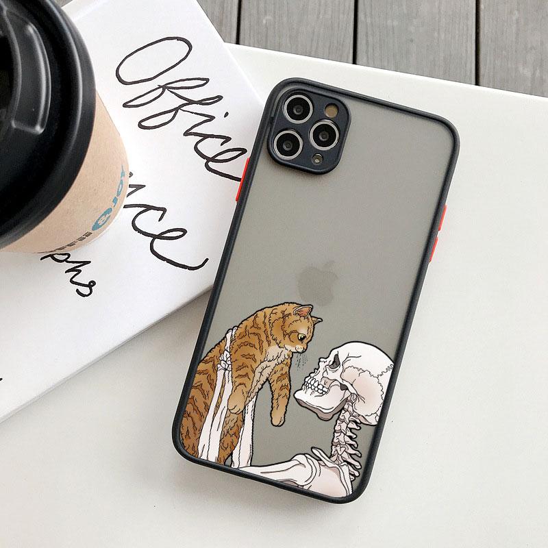 

Роскошный Забавный Милый Чехол-Скелет Череп Кошка для iPhone 16 SE2 7 8 Plus 14 13 12 15 11 Pro Max X XS XR Ударопрочная Задняя Крышка Fund iphone 16Pro