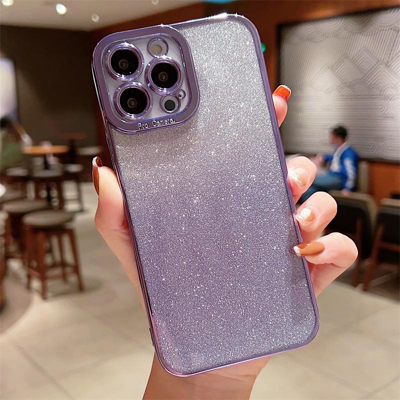 Gradient Glitter Electroplated Clear Phone Case For iPhone 14 13 12 11 Pro Max 7 8 Plus SE  Mini Soft Cover