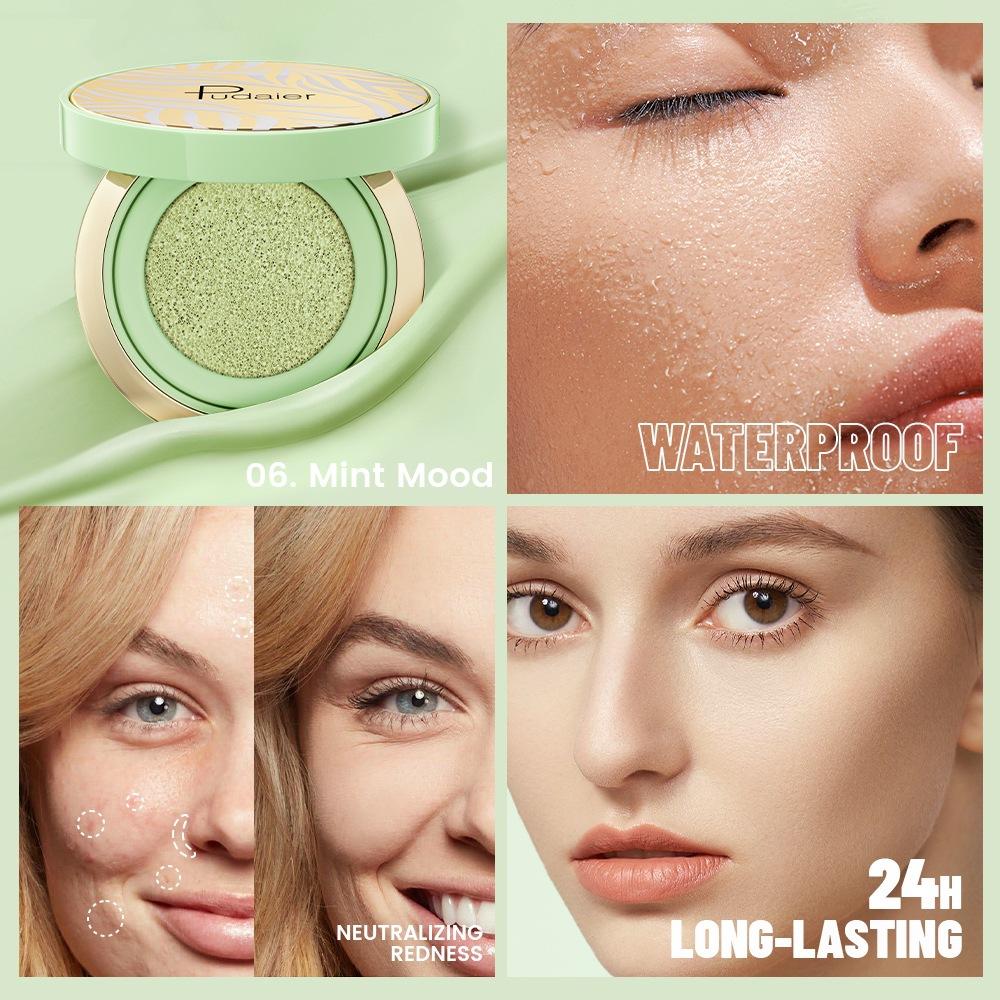 Pudaier 6 Colors Cushion Liquid Blush & Highlighter - Waterproof Long Lasting Cheek Makeup, Natural Glow Blush Palette for Face