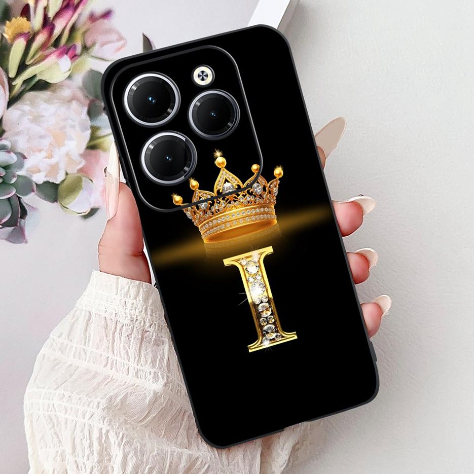 Pro pouzdro Infinix Hot 40 Pro X6837 Luxusní kryt s písmeny a korunkou Měkké silikonové pouzdro na telefon Pro Infinix Hot 40i Hot40 Pro Hot40i