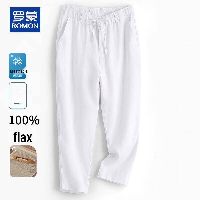 ROMON Men's 100% Linen Casual Pants