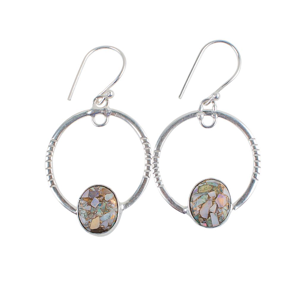 Ethiopian Opal Copper Turquoise Gemstone 925 Sterling Silver Jewelry Earrings EE-67-22
