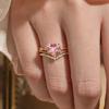 European and American New Fashion Crown Shape Pink Heart-shaped Zircon Inlaid Personalized Luxury Court Style Women's Ring