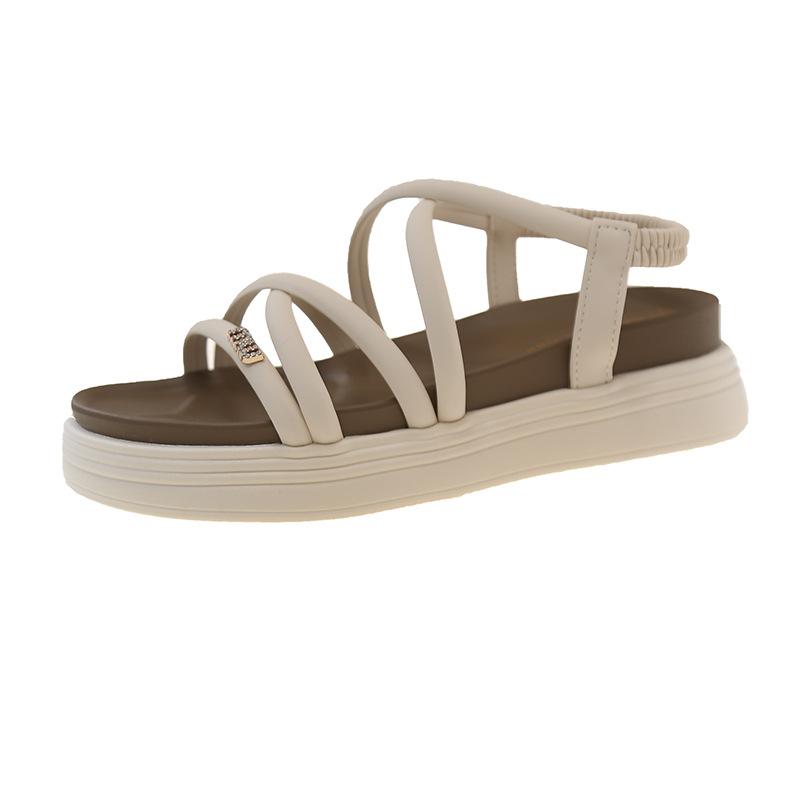 Rom mit Römersandalen Damen Sommer neu Zehenfrei vielseitig Strand Plateau superweich schwarz Sandalen