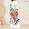 Plus Size Women V Neck 3 4 Sleeve Maxi Dress Soft Chic Casual Holiday Street Gown