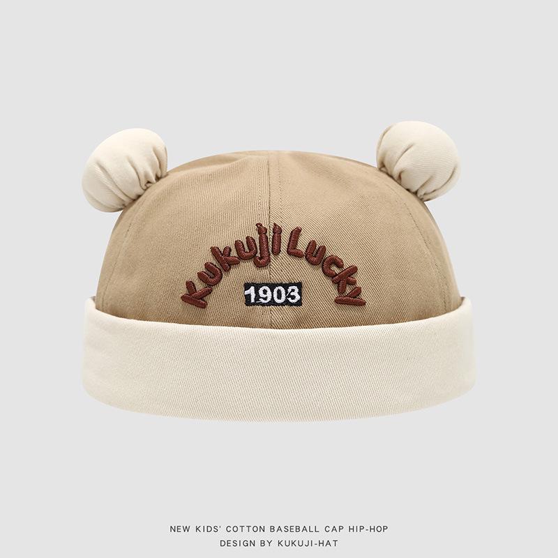 Korean Style Kids' Embroidered Letter Melon Hat – Cute Spring & Autumn Design for Boys & Girls