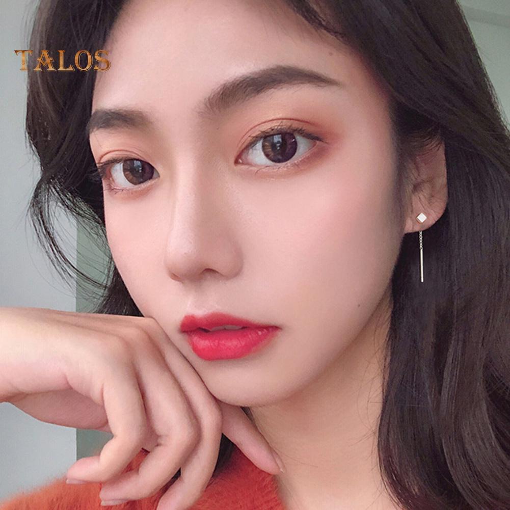 TJA Small Geometric Cube Long Dangle Chain Earrings Party Jewelry