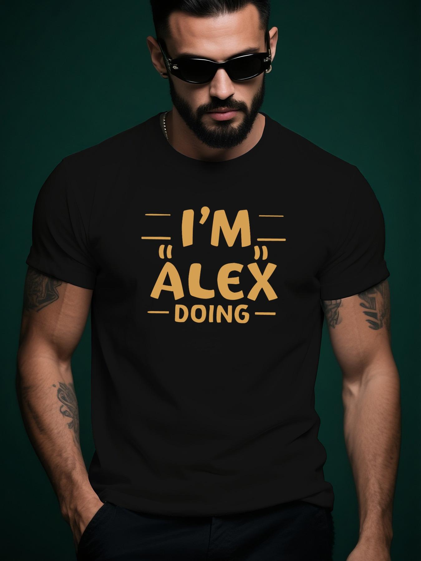 Cotton Tshirt with Bold I M ALEX DOING Print - Crew Neck XXXL