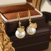 Ginkgo Leaf Zircon Earrings and Pearl Pendant Necklace Set: Luxury High-End Jewelry for Women