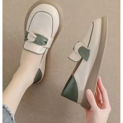 Flat-soled Single Shoes for Women's 2024 New Spring Casual Versatile Thick-soled Shallow-mouth Pregnant Women Soft-soled One-pedal Loafers