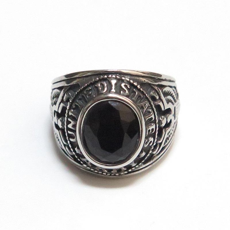 2026 European and American Gemstones Retro Ring Couple Index Finger Eagle Army Ring Retro Army Ring