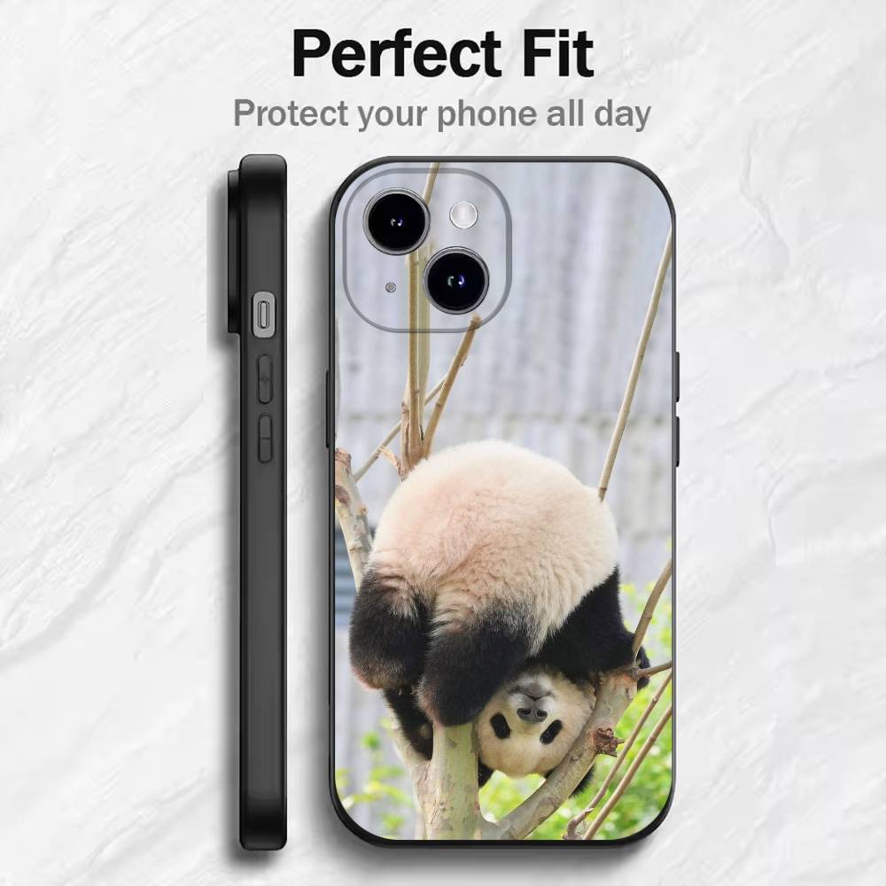 

Fubao panda Phone Case For 17 16 15 14 13 12 11 Mini XS XR X 6S 6 Pro Max Plus Black Soft Cover iPhone17PRO