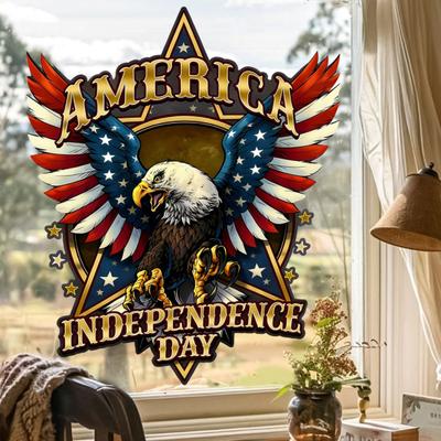 Verwijderbare raamsticker met Amerikaanse vlag (Ballad Eagle), patriottische, waterdichte, statische raamsticker voor Onafhankelijkheidsdag (4 juli), decoratie voor thuis, kantoor of winkel.