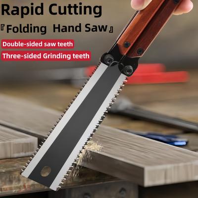 Steel Folding Saw - Ergonomic Grip, Safety Lock, Adjustable Tension for Smooth Cuts, for Woodworking, Tree Trimming, DIY Projects, Outdoor Activities
