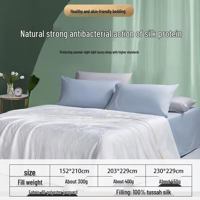 FUANNA 100% Silk Jacquard Antibacterial Summer Quilt