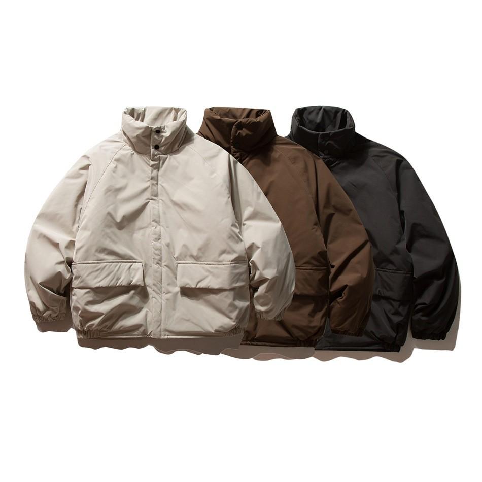 ORIGTEEN Unisex Retro Stand Collar Cotton Jacket - Winter Outerwear, Thickened Basic Style (Model MY452)