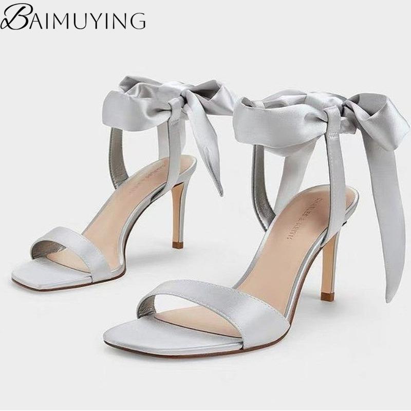 Fashion Bow Women Heeled Sandals High Heels Marie Janes Shoes Woman Slippers 2025 New Elegant Party Pumps Trend Dress Sandalias De Mujer