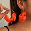 Vintage Acrylic Flower Petal Geometric Silver Needle Ear Loop Earrings