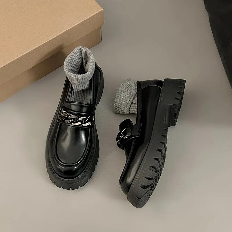 2025Women's Loafers  Spring British Style Slip On Platform Mary Jane Shoes Woman Japanese Jk Uniform Lolita Shoes Women