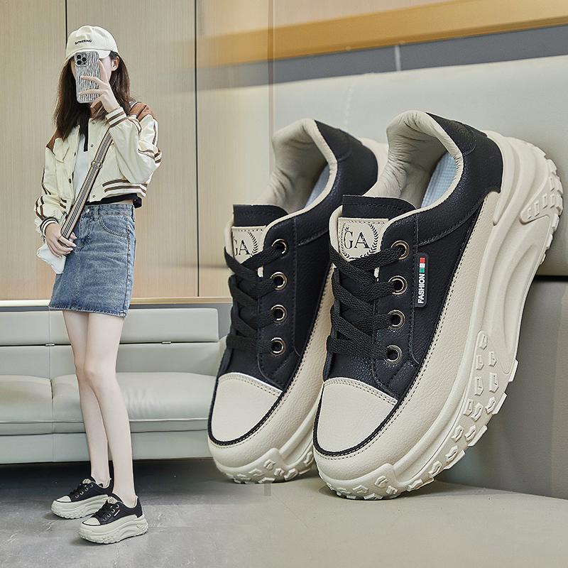 

Туфли на платформе 4,5 см. Школьная модная женская обувь на танкетке. Весенне-летние повседневные кроссовки на массивном каблуке. Дышащая удобная обувь Q017. 40