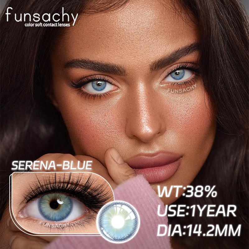 FUNSACHY 1 Pair Colored Contact Lenses for Eyes Blue Lens Gray Green Eye Makeup Natural Lenses Fashion Beauty Cosmetics Pupils