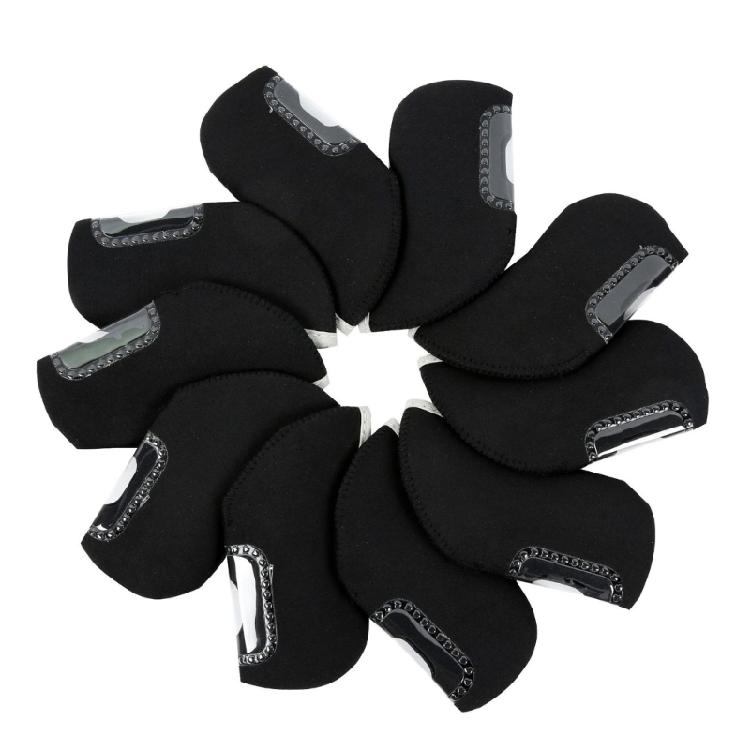 10Pcs Golf Head Headcovers with Window Display, Neoprene Golf Iron Head Covers