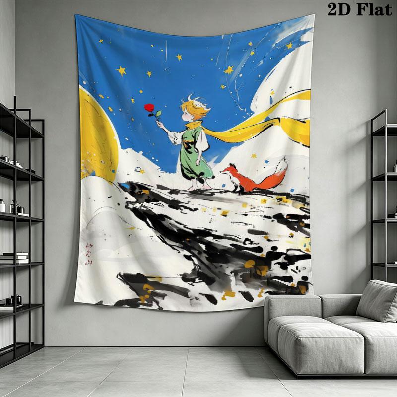Little Prince Hush Wall Hanging Printed Fabric Blanket Decorative Tapestries for Bedroom Living Room Home Decor