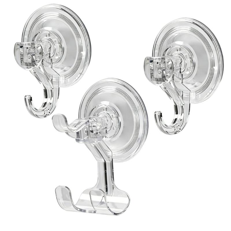 

No Tool Needed Bathroom Kitchen Hooks With Powerful Vacuum Suction Sturdy PET Mounting Hook For Towels Utensils Storage