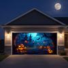 Halloween Garage Door Cover 7x16 Ft Large Hanging Backdrop With Spooky Design for Outdoor Home Yard Decor Halloween Parties Garage Wall Decoration