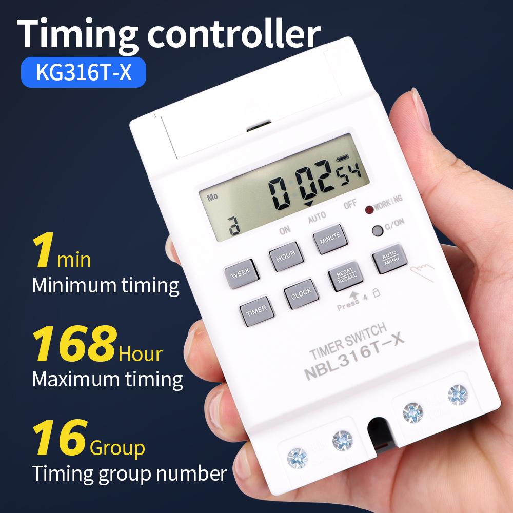 KG316S 220VAC 25A Digital Timer Switch Automatic Electronic Programmable Relay Week/Day/Minutes/second 168 Hours Time Control