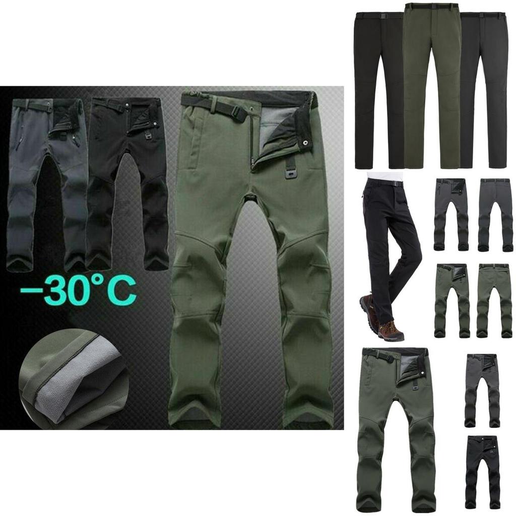 Winter Mens Thick Work Pants Windproof Tactical Outdoor Fleece Trousers Thermal