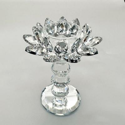 Heller Kristall Lotus Kerzenständer Langlebig Elegant Glas Kerzenständer Rutschfestes Ornament Lotusblume Figuren Mittelstücke