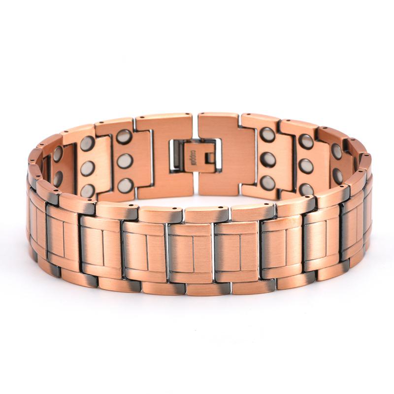 European & American Style Men's Titanium Steel Magnetic Therapy Bracelet - Pure Black with Dominant Magnet Stones