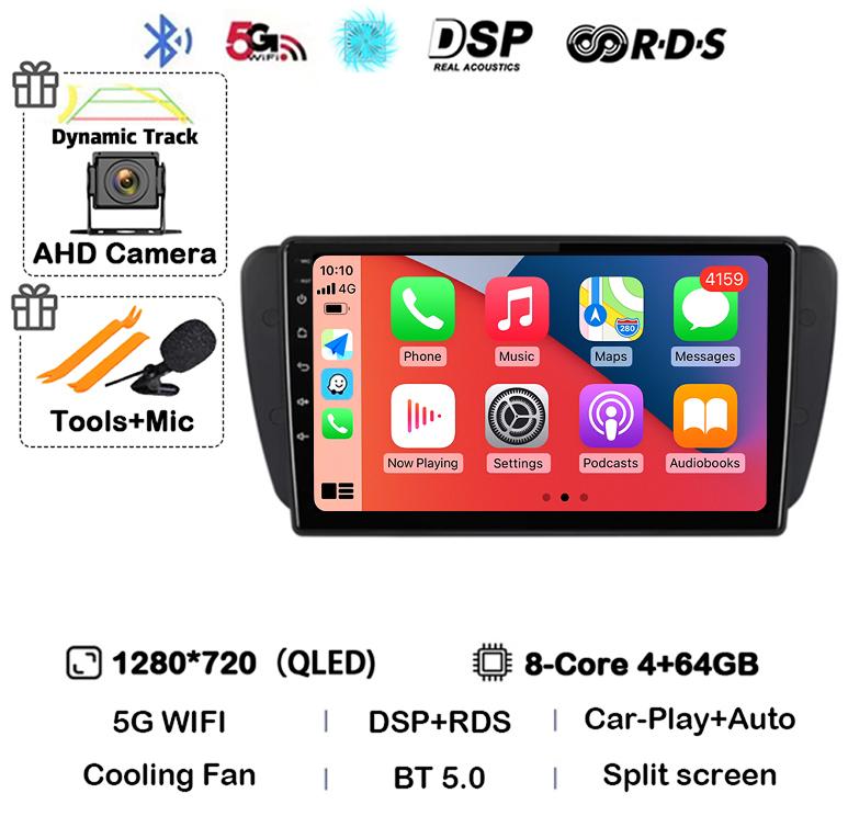 Android 14 Carplay Auto Car Radio For Seat Ibiza 6j 2009 2010 2012 2013 2014 2015 MK4 FR GPS Audio Multimedia WIFI+4G Player DSP