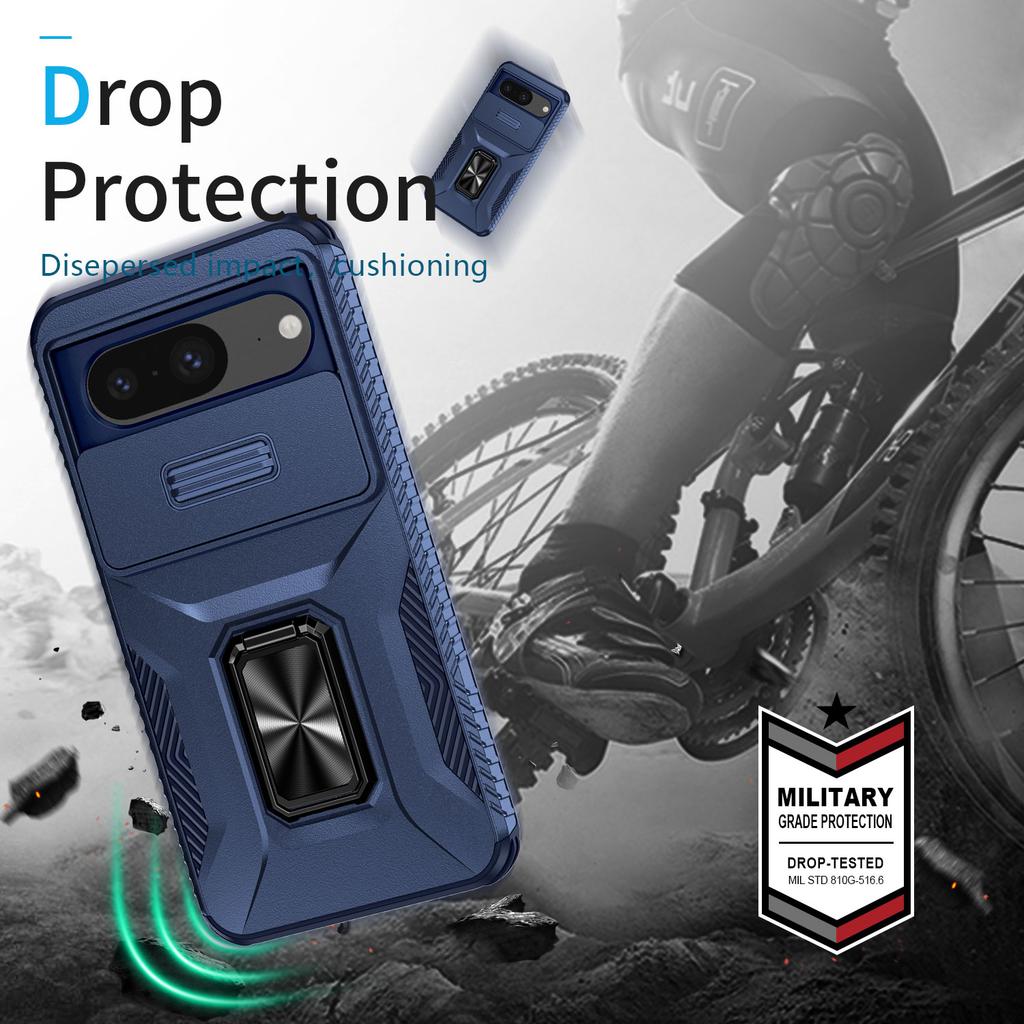 For Google Pixel 8 Case Camshield Kickstand TPU+PC Anti-Slip Phone Cover